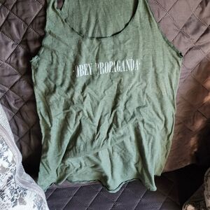 Obey Olive Tank Top with White Print
